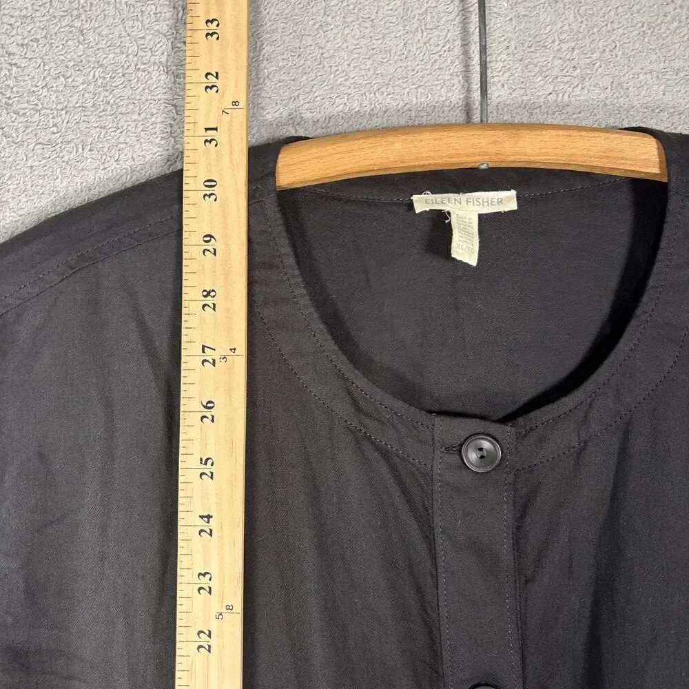 Eileen Fisher Organic Cotton Twill Shirttail Jacket Top XL‎ Lagenlook Minimalist